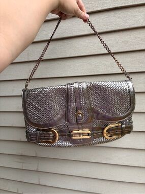 Unique authentic  Jimmy Choo Metallic Bronze Woven Shoulder Bag Fixed price